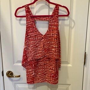 NWT WHBM Coral Snake Print Tiered Sleeveless Blouse Size Small